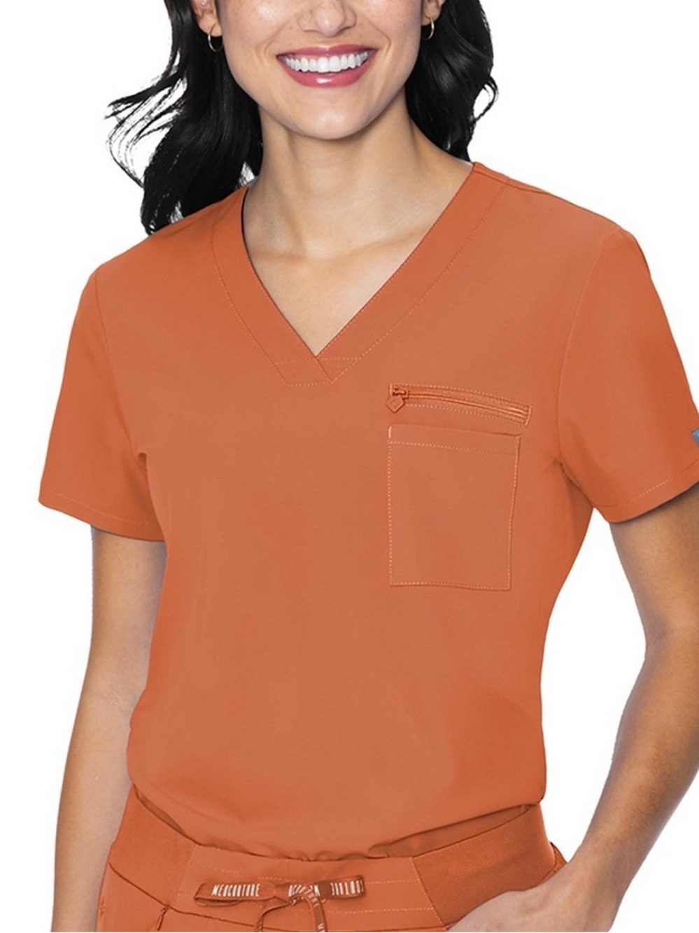 MEDCOUTURE Peaches V-Neck Chest Pocket Top
